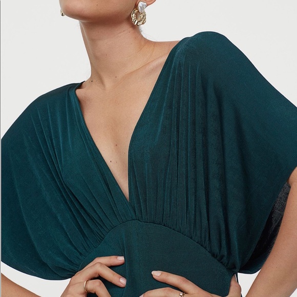 h&m green kaftan dress